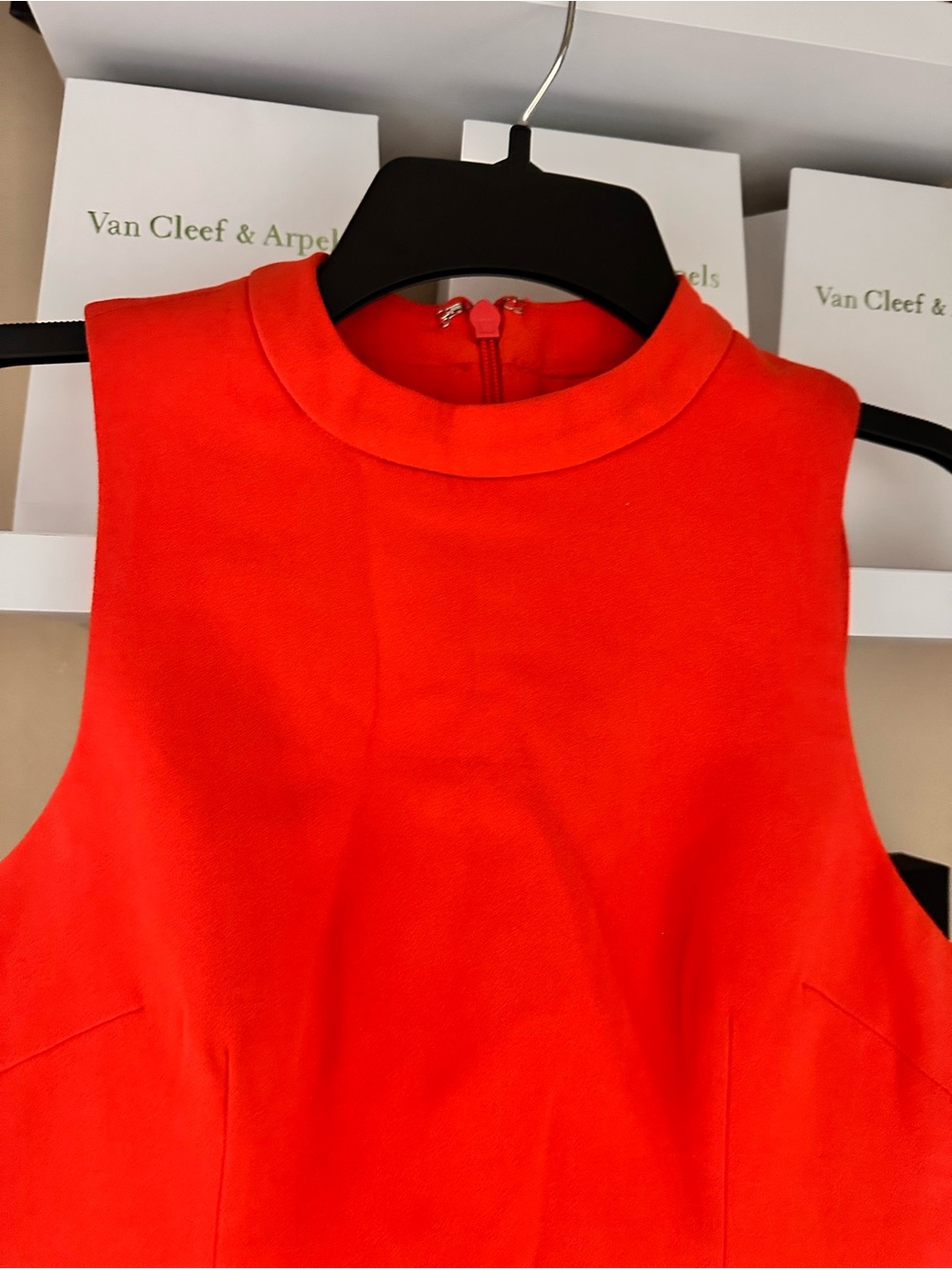 Sleeveless Red Mini Dress with Fringe Detail - Picture 4 of 6